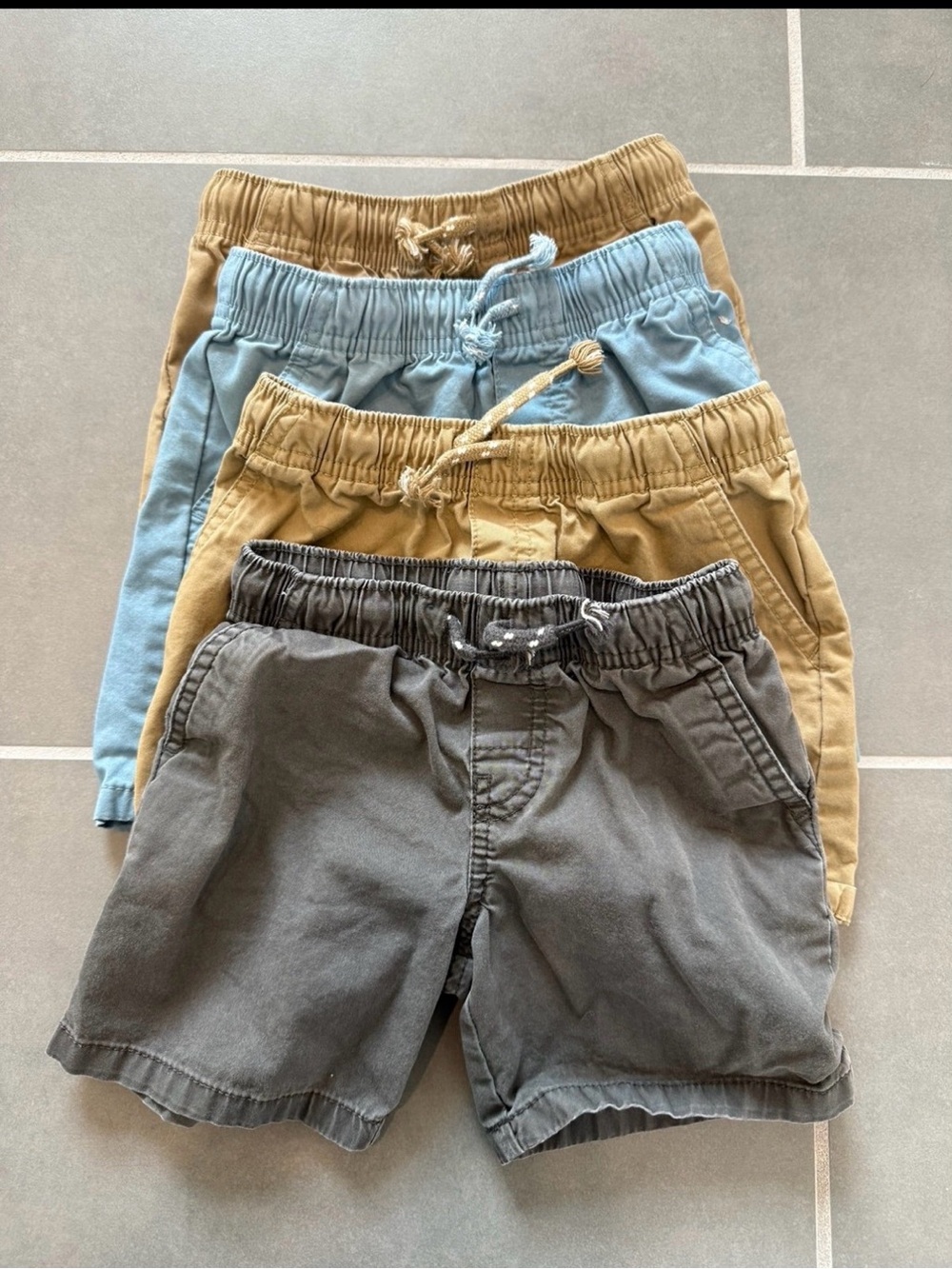 Set of 4 Boys Elastic Waist Shorts - Gray, Tan, Light Blue, Khaki Cat&Jack 4T